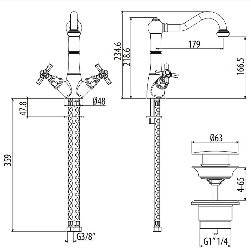 Смеситель для раковины Gattoni TRD TR300/18D0 Золото 24 карат