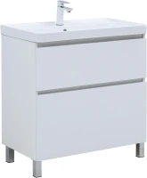 Тумба с раковиной Aquanet Вега 80 345377 цвет Белый глянец