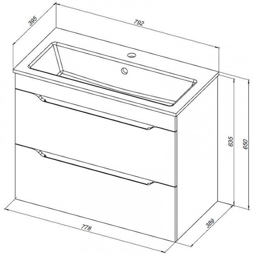 Тумба под раковину Aquanet Практика 80 330460 подвесная Маренго МДФ / ЛДСП