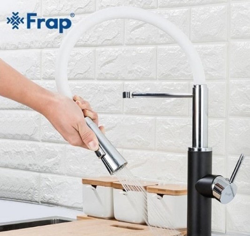 Смеситель для кухни Frap F4452-7 Черный Белый латунь