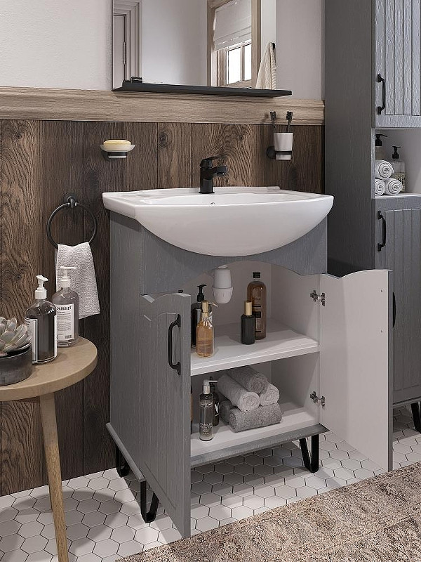 Тумба с раковиной DIWO Сочи 65 цвет Антрацит