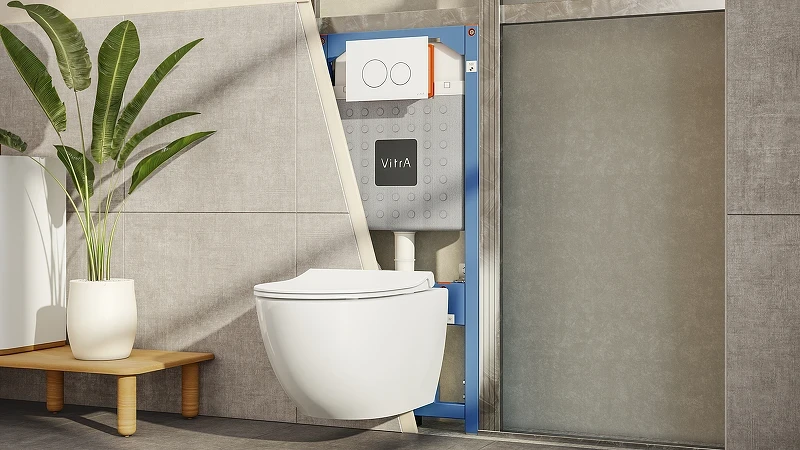 Инсталляция Vitra V12 762-5800-01 для унитаза без клавиши смыва нержавеющая сталь