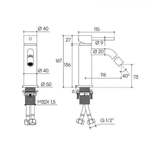 Смеситель для биде Aqueduto CANO CAN0545 цвет Оружейная сталь