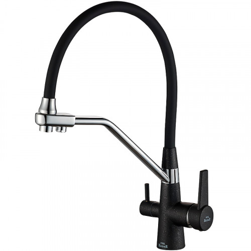 Смеситель для кухни ZorG Steel Hammer SH 903-6 BLACK CR Черный матовый Хром латунь