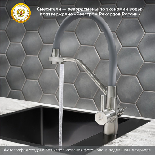 Смеситель для кухни Ростовская Мануфактура Сантехники SUS127GY-016F-015 Нержавеющая сталь Серый нержавеющая сталь