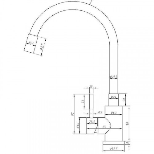 Смеситель для кухни ESKO Snake K44Grafit Графит Черный