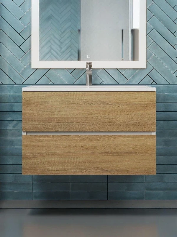 Тумба с раковиной Uperwood Barsa 80 293020534 подвесная цвет Белый матовый Дуб сонома