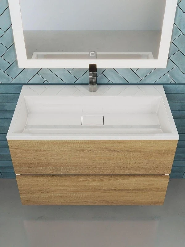 Тумба с раковиной Uperwood Barsa 80 293020534 подвесная цвет Белый матовый Дуб сонома