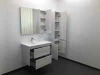 Зеркальный шкаф Comforty Бремен 90 00004142374 Дуб белый МДФ / ЛДСП, стекло