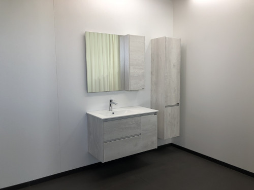 Зеркальный шкаф Comforty Бремен 90 00004142374 Дуб белый МДФ / ЛДСП, стекло