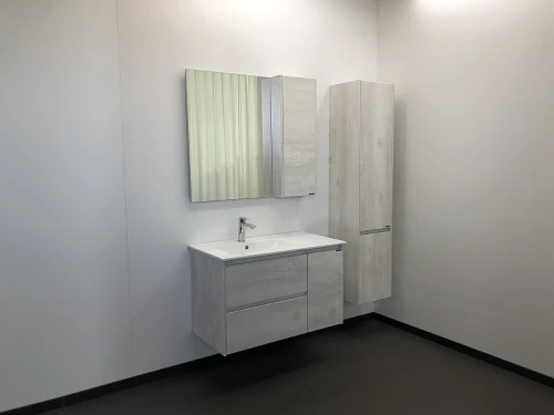 Зеркальный шкаф Comforty Бремен 90 00004142374 Дуб белый МДФ / ЛДСП, стекло