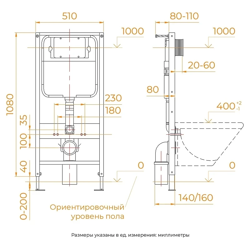 Инсталляция для унитаза RGW SWI-04 80420304-01 с клавишей смыва цвет Белый