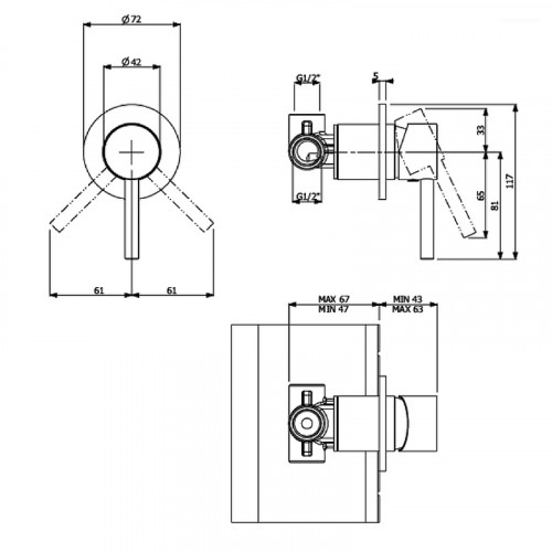Смеситель для душа Villeroy&amp;Boch Dawn TVS10600100061 цвет Хром