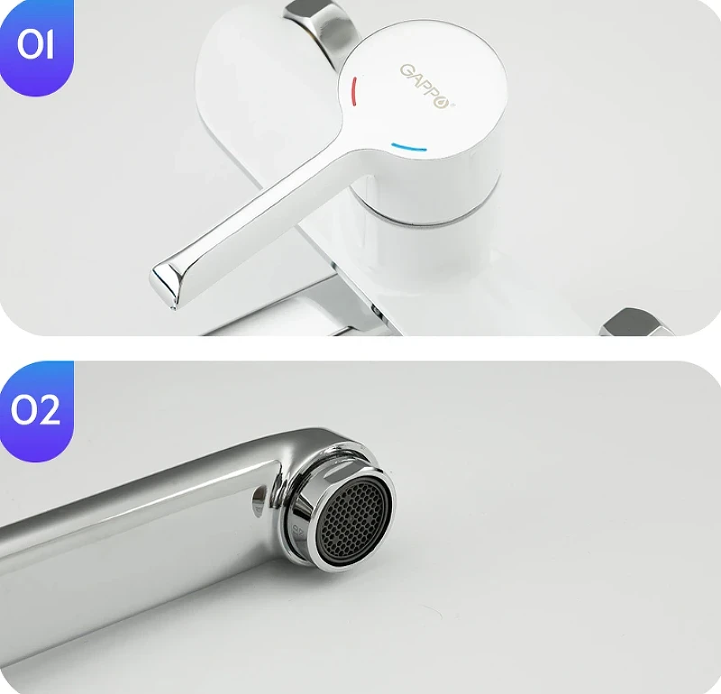 Смеситель для ванны Gappo G03-8 G2203-8 универсальный Белый Хром