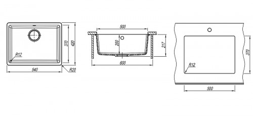 Кухонная мойка Florentina Вега-500 22.320.D0500.201 Жасмин искусственный камень (литьевой мрамор) встраиваемый