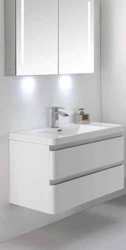 Тумба с раковиной Parly Spa Gucci 80 Gucci80 10119 подвесная Белая глянцевая