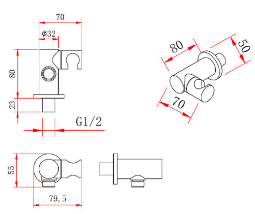 Душевая система Berges Ventas 3R Black 073008 Черная матовая латунь встраиваемый