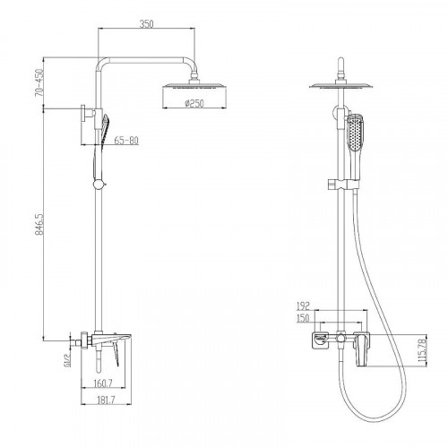 Душевая система Olive's Viar 28511VRGM Оружейная сталь