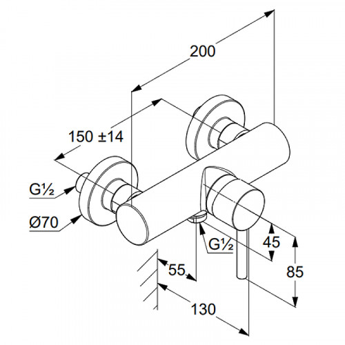 Смеситель для душа Kludi Bozz 388313976 Черный латунь на стену