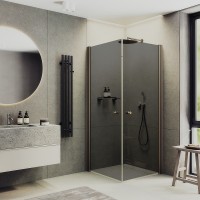 Душевой уголок Maybah Glass MGY-1296-2 800x800x1980 на монопетлях Бронза стекло графитовое