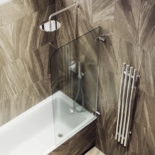 Шторка для ванны Maybah Glass MGV-648-4 405х1400 поворотная на петлях Хром глянцевый стекло сатиновое