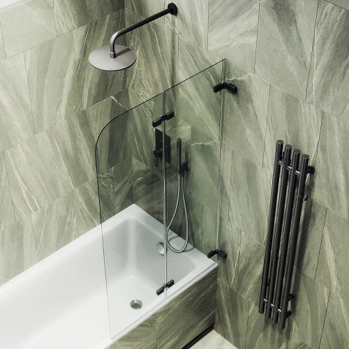 Шторка для ванны Maybah Glass MGV-572-6 515х1400 складная 2 секции Черный стекло прозрачное