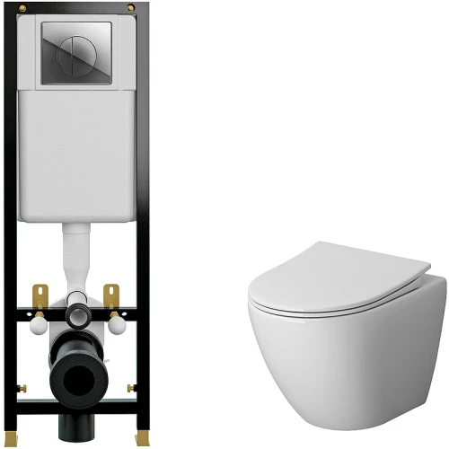 Комплект унитаза Niagara Vista NG-9301 с инсталляцией Cersanit Black 35 S-IN-BLACK-Cg-w с сиденьем Микролифт и клавишей смыва Хром