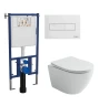Комплект унитаза DIWO Ceramicanova Uno CN11001T с сиденьем с инсталляцией DIWO 4501 с клавишей смыва цвет Глянцевый белый