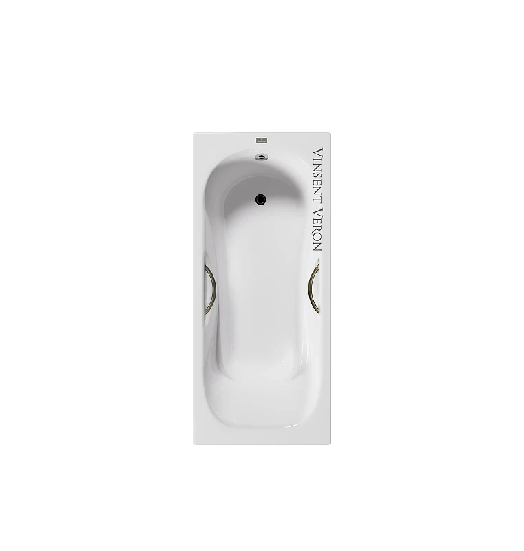 Чугунная ванна Vinsent Veron Aura 150x75 VAU1507542H/VH0015BR цвет Белый с дугообразными бронзовыми ручками