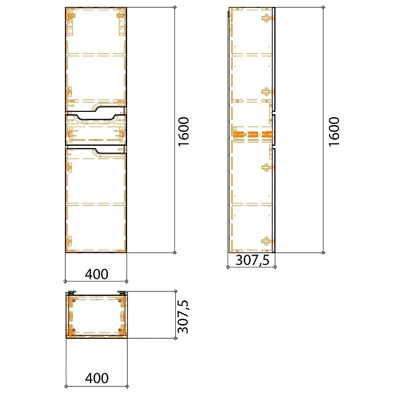 Шкаф пенал Azario Kantri 40 L CS00097264 подвесной цвет Белый глянец