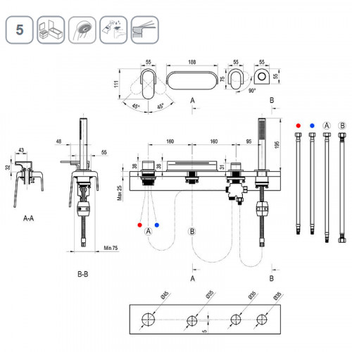 Смеситель на борт ванны Ravak Chrome CR 025.20BL X070445