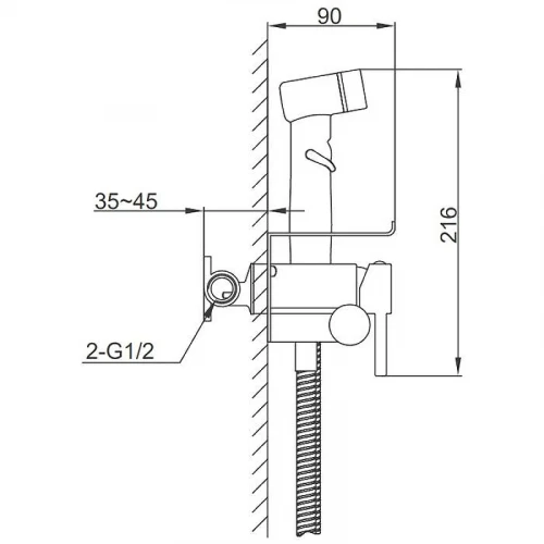 Гигиенический душ со смесителем Frap F2075-19 цвет Оружейная сталь