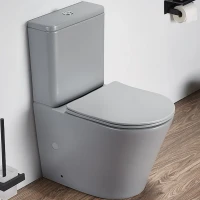 Унитаз компакт CeramaLux 2179XMH Светло-серый матовый с бачком и сиденьем Микролифт фаянс напольный
