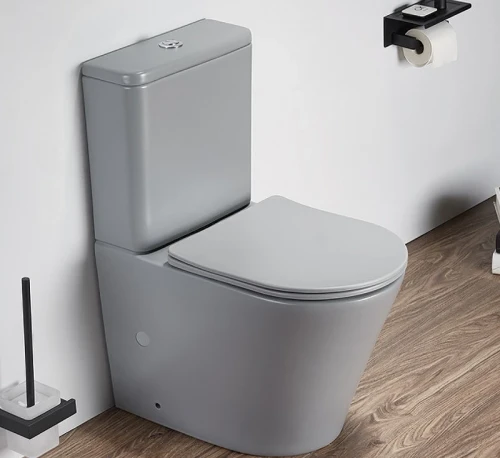 Унитаз компакт CeramaLux 2179XMH Светло-серый матовый с бачком и сиденьем Микролифт фаянс напольный