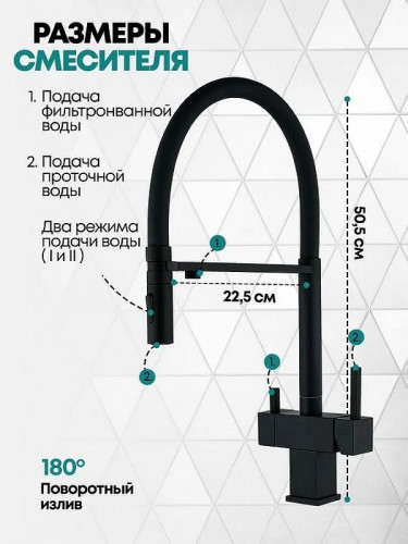 Смеситель для кухни Grocenberg GB4098BL Черный матовый