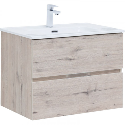Тумба под раковину Aquanet Алвита New 70 303910 подвесная Дуб веллингтон белый МДФ / ЛДСП