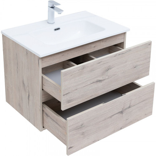 Тумба под раковину Aquanet Алвита New 70 303910 подвесная Дуб веллингтон белый МДФ / ЛДСП