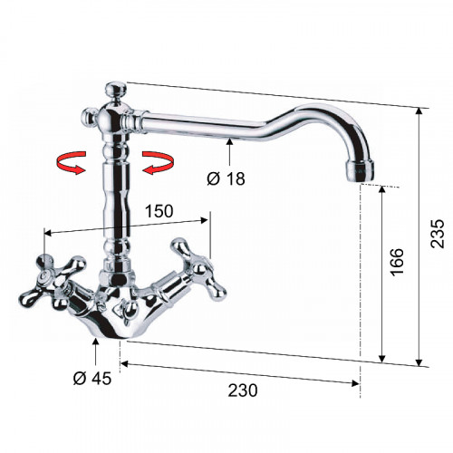 Смеситель для раковины Remer Liberty 13ALIDO Золото латунь