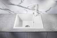 Кухонная мойка Milacio Navarra 60 Cuarzo MC.77072 Белая искусственный камень (литьевой мрамор) встраиваемый
