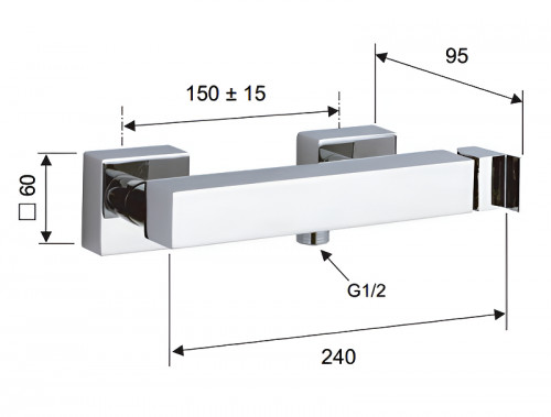 Смеситель для душа Remer Flash Z31 Хром латунь на стену