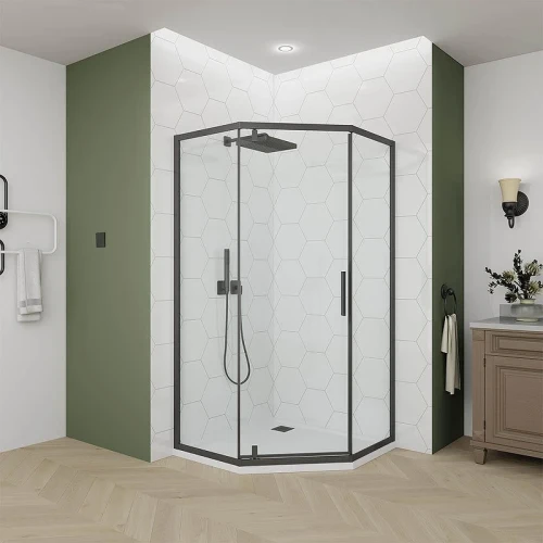 Душевой уголок Veconi Ottimo 90х90 OP10B-9090-01-C9 профиль Черный матовый стекло прозрачное