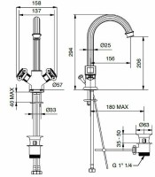 Смеситель для раковины Cezares Olimp LS2 OLIMP-LS2-03/24-O Золото 24 карат латунь на столешницу
