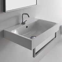 Раковина Kerasan Cento 70 353201*1 Белая фарфор подвесная, накладная