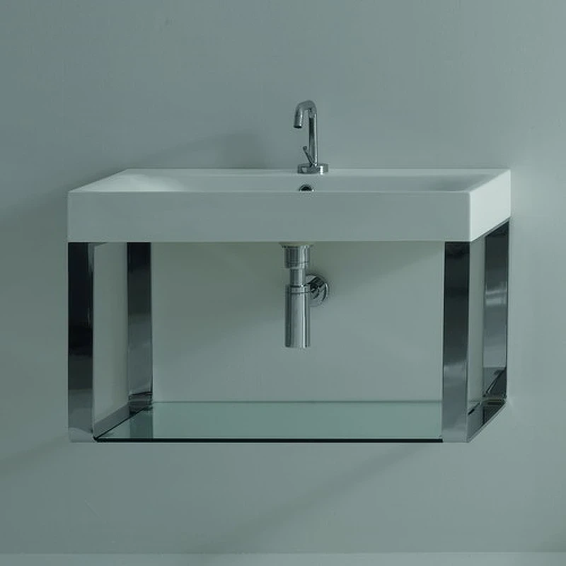 Раковина Kerasan Cento 70 353201*1 Белая фарфор подвесная, накладная