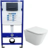 Унитаз с инсталляцией Ceramicanova Union CN4009T + WellWant Standart 50 WWISI111BB с сиденьем Микролифт и Черной матовой клавишей смыва