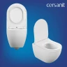 Комплект унитаза Cersanit Brasko Smart CO DPL EO Slim с сиденьем Микролифт и инсталляцией Vector 68304 с Белой клавишей смыва фарфор подвесной