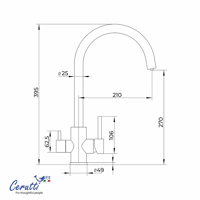 Cмеситель для кухни Ceruttispa Аниэлло (Aniello) B CT12089 12089 цвет Черный матовый