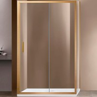 Душевой уголок Vincea Garda 140x100 VSR-1G1014CLG профиль Брашированное золото стекло прозрачное