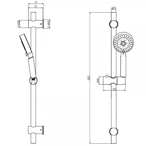 Душевой гарнитур Olive's BD04 Хром Хром