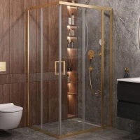 Душевой уголок Cezares Molveno 120x100 MOLVENO-AH-21-100+20-C-BORO-IV профиль Брашированное золото стекло прозрачное